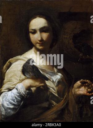 Giuseppe Maria Crespi – fille tenant une colombe 1721-27 Banque D'Images