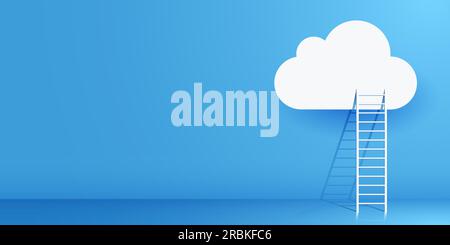 Escalier menant au nuage. Concept de stockage dans le cloud. Illustration vectorielle Illustration de Vecteur