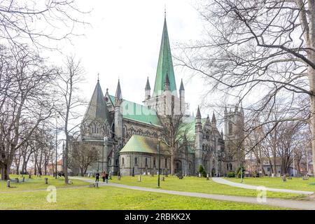 Vue nord-est de la cathédrale de Nidaros (Nidarosdomen) Kongsgårdsgata, Trondheim, comté de Trøndelag, Norvège Banque D'Images