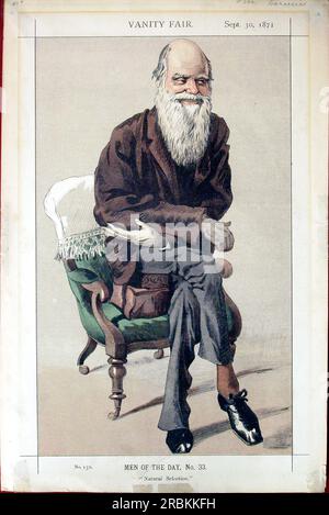 Homme du jour No.33° - caricature de Charles Darwin du magazine Vanity Fair 1871 par James Tissot Banque D'Images