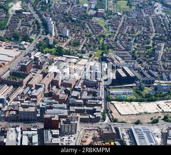 Quartier nord du centre-ville de Manchester, nord de l'Angleterre, Lancashire, Royaume-Uni, depuis les airs, Banque D'Images