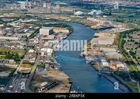 Une image aérienne du port de Middlebrough sur la rivière Tees, Teeside, nord-est de l'Angleterre, royaume-uni Banque D'Images