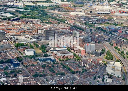 Une image aérienne du centre-ville de Middlebrough, Teeside, nord-est de l'Angleterre, royaume-uni Banque D'Images