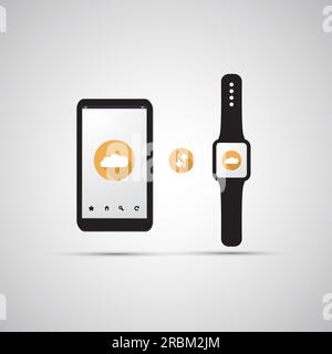 Smart Watch et communication avec les appareils mobiles - Design d'interface utilisateur plate pour les applications Illustration de Vecteur