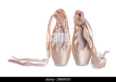 Chaussures de ballet. Pointes élégantes isolées sur blanc Banque D'Images