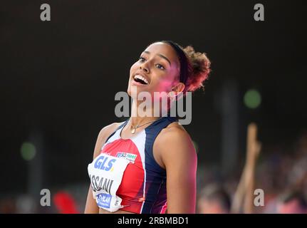 Mikaelle ASSANI (SCL Heel Baden-Baden/ 2e place) finale de saut en longueur féminin, le 9 juillet 2023 Championnats d'Allemagne d'athlétisme 2023, à partir du 8 juillet. - 09.07.2023 à Kassel/ Allemagne. Banque D'Images