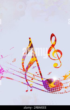 aquarelle de musique abstraite et fond multicolore avec notes de musique et éclaboussures Banque D'Images