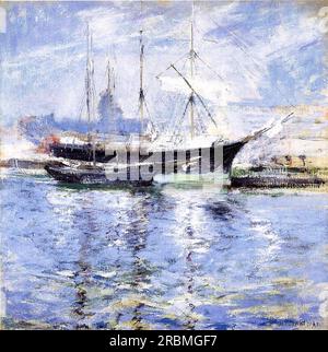 Bark and Schooner (aussi connu comme an Italian Barque) 1901 par John Henry Twachtman Banque D'Images