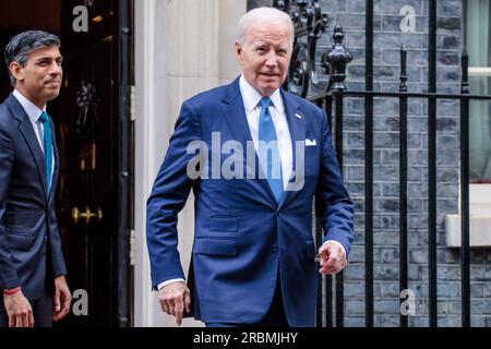 Downing Street, Londres, Royaume-Uni. 10 juillet 2023. Le Premier ministre britannique, Rishi Sunak, accueille le président des États-Unis d'Amérique, Joe Biden, à Downing Street, à Londres, au Royaume-Uni. Photo par Amanda Rose/Alamy Live News Banque D'Images