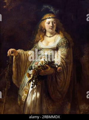 Saskia van Uylenburgh dans le costume d'Arcadien, Rembrandt, 1635, Banque D'Images