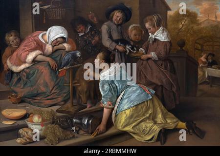 Effets de l'intempérance, Jan Steen, vers 1663-5, Banque D'Images