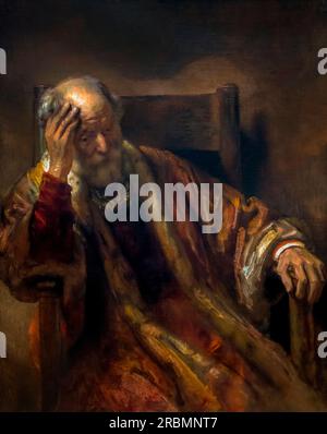 Un vieux homme dans un fauteuil, Rembrandt, 1650, Banque D'Images