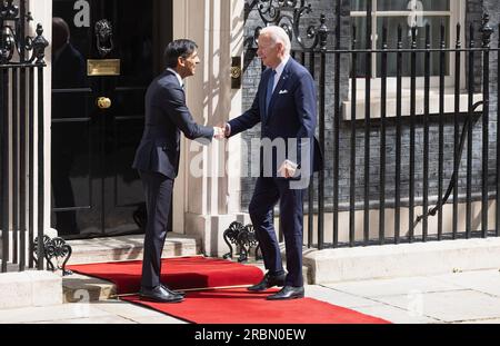 Londres, Royaume-Uni. 10 juillet 2023. Le président AMÉRICAIN Joe Biden arrive au 10 Downing Street pour rencontrer le Premier ministre britannique Rishi Sunak à Londres, en Angleterre. Crédit : S.A.M./Alamy Live News Banque D'Images