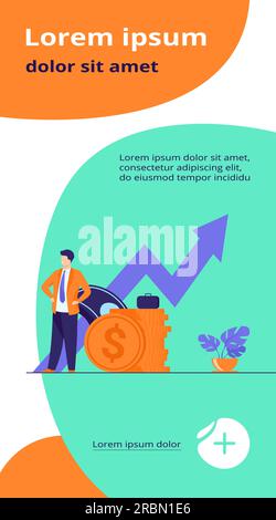 Entrepreneur ou investisseur réussi présentant la pile d'argent Illustration de Vecteur