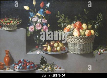 Nature morte avec fleurs et fruits 1629 par Juan van der Hamen Banque D'Images