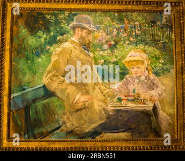 Eugène Manet et sa fille par Berthe Morisot, Musée Marmottan de Monet, un musée d'art dédié à l'artiste Claude Monet, Paris, France Banque D'Images