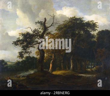 Une route à travers un bois de chêne par Jacob van Ruisdael Banque D'Images