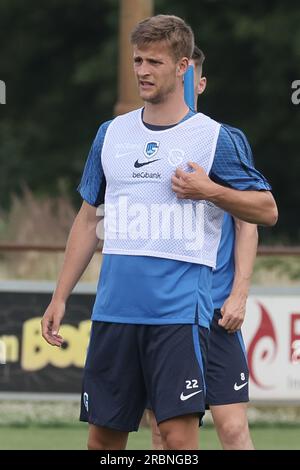 Venray, pays-Bas. 10 juillet 2023. Rasmus Carstensen de Genk photographié lors d'un camp d'entraînement de l'équipe belge de première ligue KRC Genk, à Venray, aux pays-Bas, avant la saison 2023-2024, lundi 10 juillet 2023. BELGA PHOTO BRUNO FAHY crédit : Belga News Agency/Alamy Live News Banque D'Images