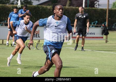 Venray, pays-Bas. 10 juillet 2023. Joris Kayembe de Genk photographié lors d'un camp d'entraînement de l'équipe belge de première ligue KRC Genk, à Venray, aux pays-Bas, avant la saison 2023-2024, lundi 10 juillet 2023. BELGA PHOTO BRUNO FAHY crédit : Belga News Agency/Alamy Live News Banque D'Images