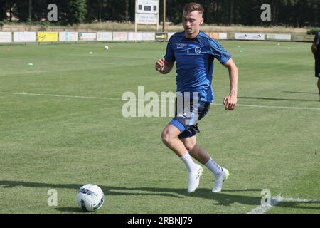 Venray, pays-Bas. 10 juillet 2023. Bryan Heynen de Genk photographié lors d'un camp d'entraînement de l'équipe belge de première ligue KRC Genk, à Venray, aux pays-Bas, avant la saison 2023-2024, lundi 10 juillet 2023. BELGA PHOTO BRUNO FAHY crédit : Belga News Agency/Alamy Live News Banque D'Images