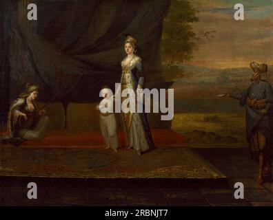 Lady Mary Wortley Montagu avec son fils, Edward Wortley Montagu, et les préposés 1717 par Jean Baptiste Vanmour Banque D'Images