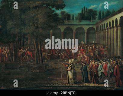 La délégation des Ambassadeurs passant par la deuxième Cour du Palais de Topkapı 1730 par Jean Baptiste Vanmour Banque D'Images