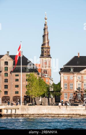 Autour de Copenhague - escalier extérieur en colimaçon sur le VOR Frelsers Kirke, (Église de notre Sauveur) Copenhague Banque D'Images