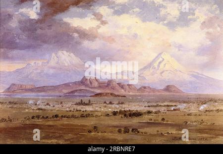 Popocatépetl e Iztaccihuatl 1899 de Jose Maria Velasco Banque D'Images