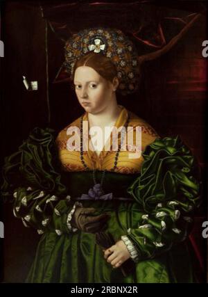 Portrait d'une Dame dans une robe verte 1530 ; Turin, Italie de Bartolomeo Veneto Banque D'Images