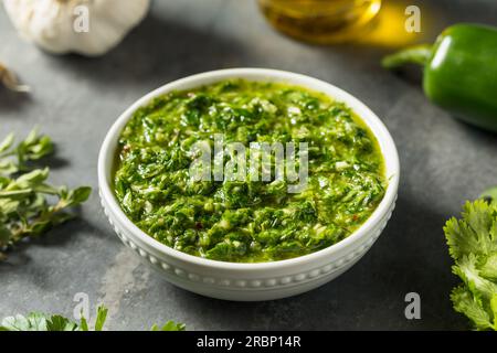 Sauce Chimichurri épicée maison avec persil coriandre et origan Banque D'Images