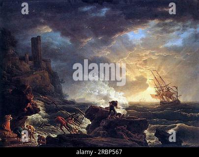 Naufrage 1759 par Claude-Joseph Vernet Banque D'Images