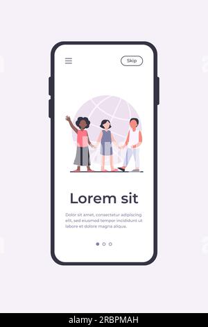Les enfants multiethniques tiennent la main Illustration de Vecteur