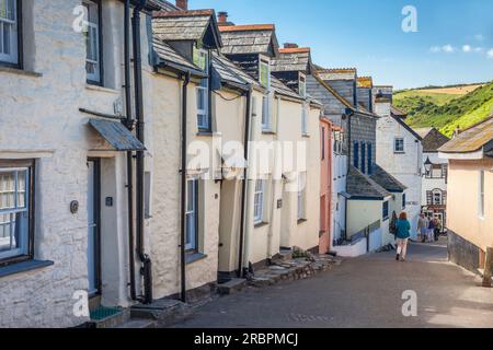 Vieilles rues dans le village de pêcheurs de Port Isaac, Cornouailles, Angleterre Banque D'Images