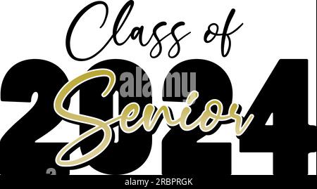 Classe de 2024 script senior en or Banque D'Images