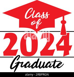 Rouge classe de 2023 Graduate Blue Stacked Graphic Banque D'Images