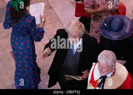 Boris Johnson et sa femme Carrie assistent au couronnement du roi Charles III à l'intérieur de l'abbaye de Westminster, Londres, Royaume-Uni, Londres, Angleterre, Royaume-Uni 06 mai 2023 Banque D'Images