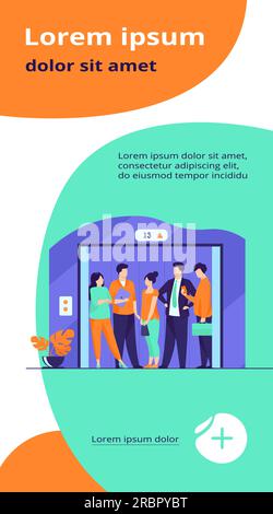 Employés utilisant un ascenseur de bâtiment de bureau Illustration de Vecteur