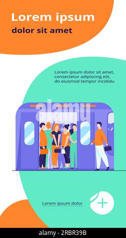 Une foule de navetteurs voyageant en métro Illustration de Vecteur