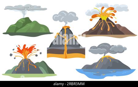 Volcans explosés Illustration de Vecteur