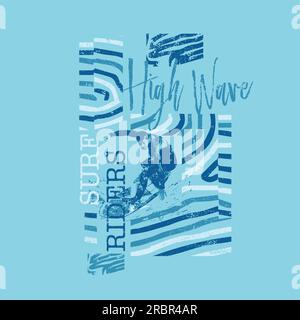 Surf Rider illustration vectorielle design typographique t-shirt imprimé affiche Illustration de Vecteur