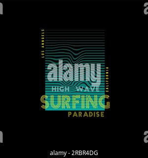 Surf Paradise vague t-shirt imprimé vecteur de conception Illustration, conception d'affiche Illustration de Vecteur