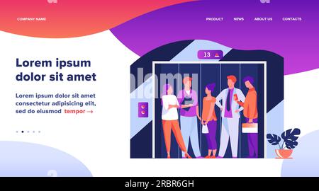 Employés utilisant un ascenseur de bâtiment de bureau Illustration de Vecteur