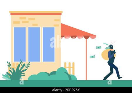 Homme se brisant dans la maison et le dérobant Illustration de Vecteur