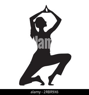 Une illustration vectorielle de yoga de fille de silhouette Illustration de Vecteur