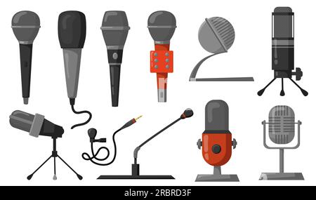 Jeux d'illustrations plates pour microphones Illustration de Vecteur