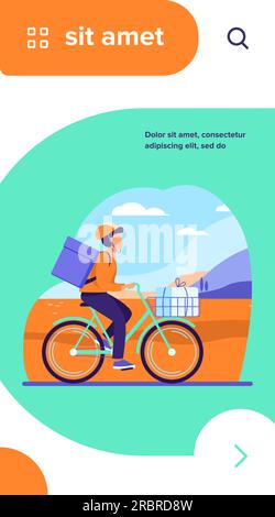 Vélo de coursier avec colis Illustration de Vecteur