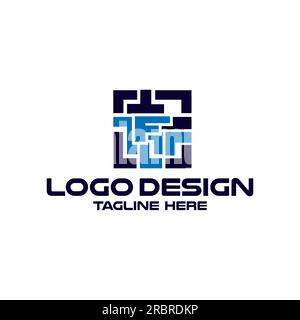 lettre initiale f vecteur de logo de ligne verticale abstraite Illustration de Vecteur