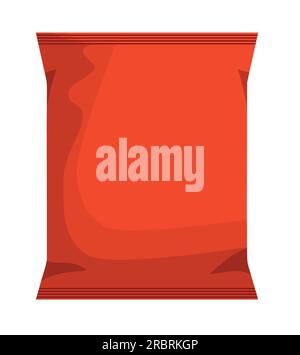 Sac d'emballage Red Blank Foil Food snack sachet pour café, sel, sucre, poivre, épices, sachet, bonbons, chips, biscuits ou bonbons. Gabarit de sacs en plastique Illustration de Vecteur