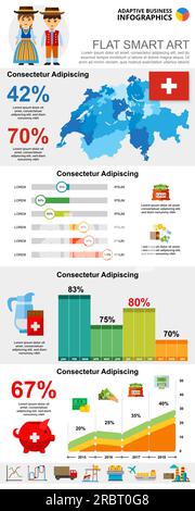 Jeu de graphiques infographiques de concepts financiers ou analytiques colorés Illustration de Vecteur