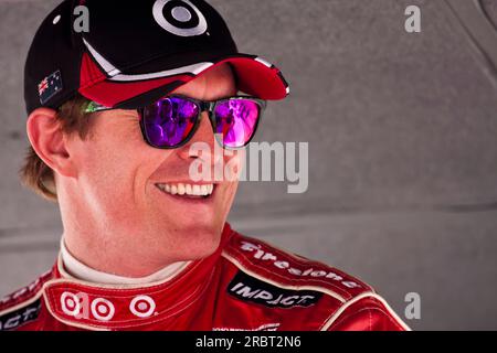 LAS VEGAS, NV, 14 octobre 2011 : Scott Dixon (9) se prépare à se qualifier pour le championnat du monde IZOD IndyCar au Las Vegas Motor Speedway Banque D'Images